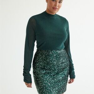 NWT REITMANS sz large Long-Sleeve Mock-Neck Shimmer Top